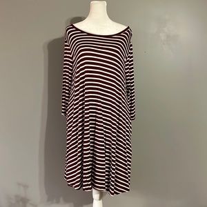 Yee Maroon and White Striped Dress, Size M